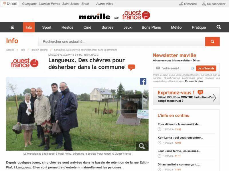 Des chèvres à Langueux pour désherber la commune dans la presse